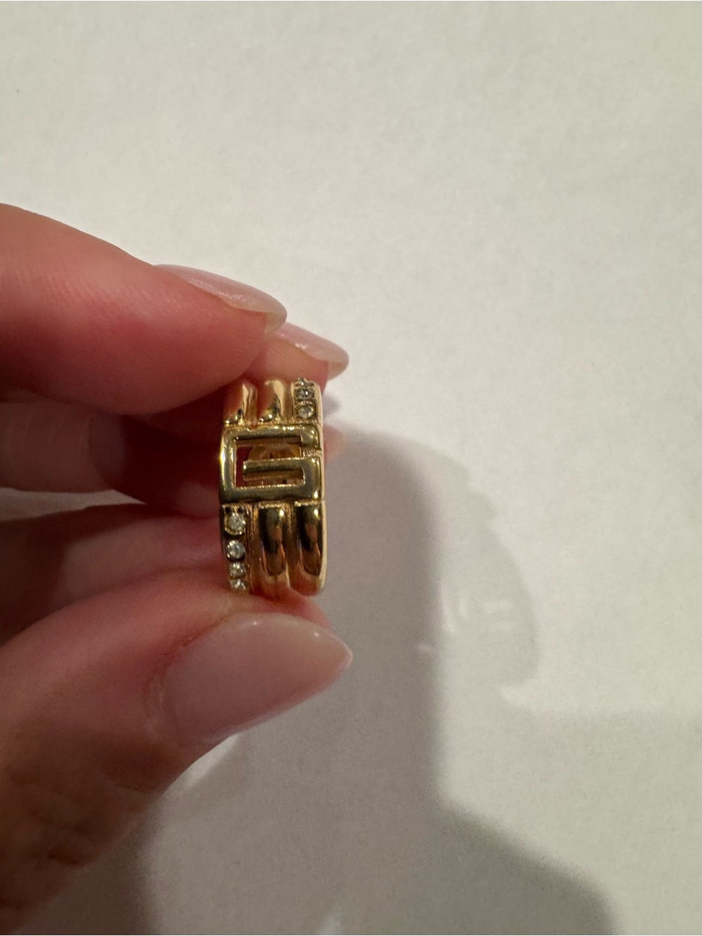 Vintage Givenchy Crystal G Logo Gold Tone Clip-On Earrings - Picture 2 of 3